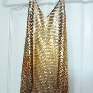 Vintage NOIR Y2K Gold Metallic Chainmail Crop Top